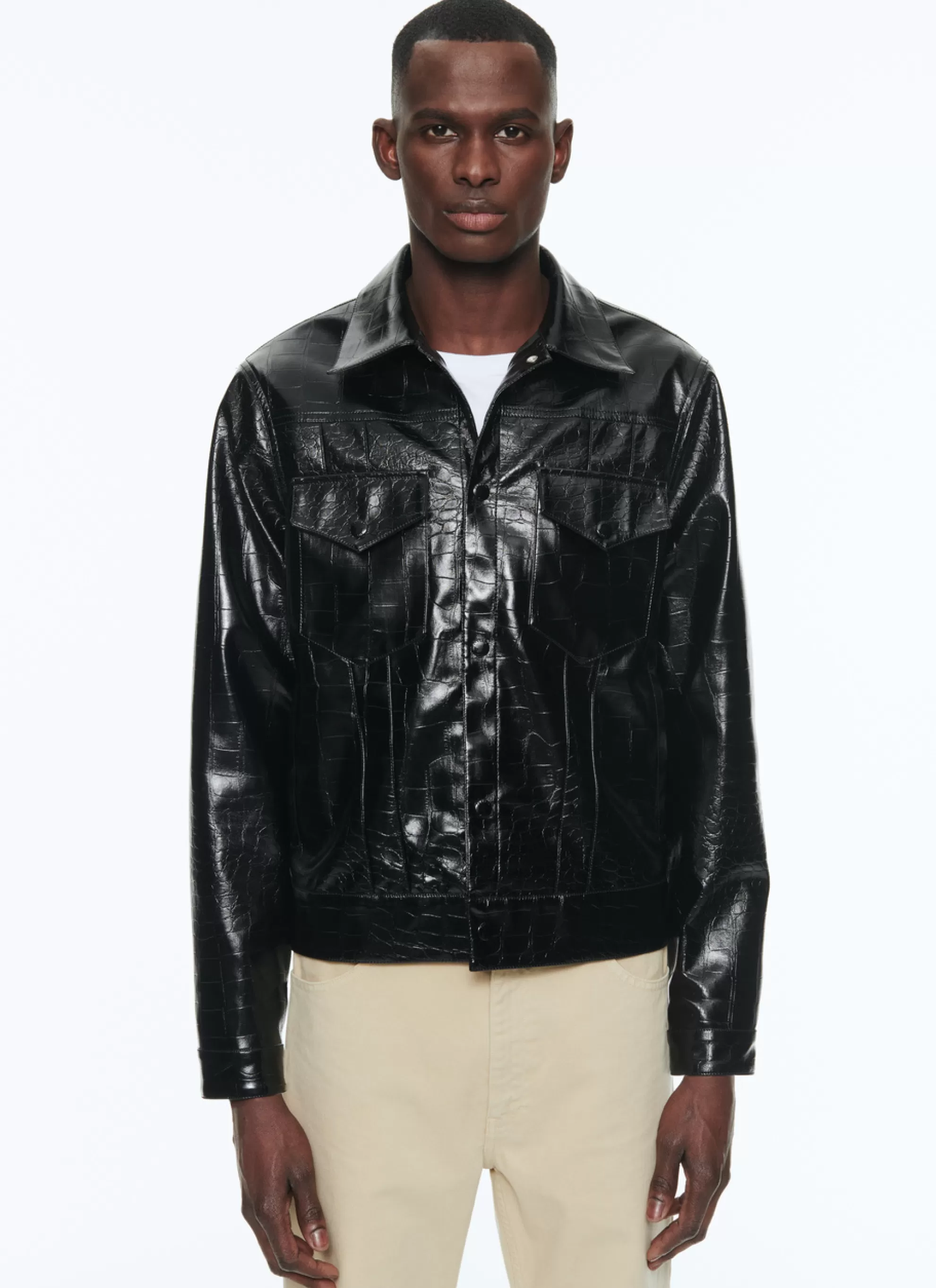 Hot Blouson En Vinyl Embosse Aligator Homme Blousons