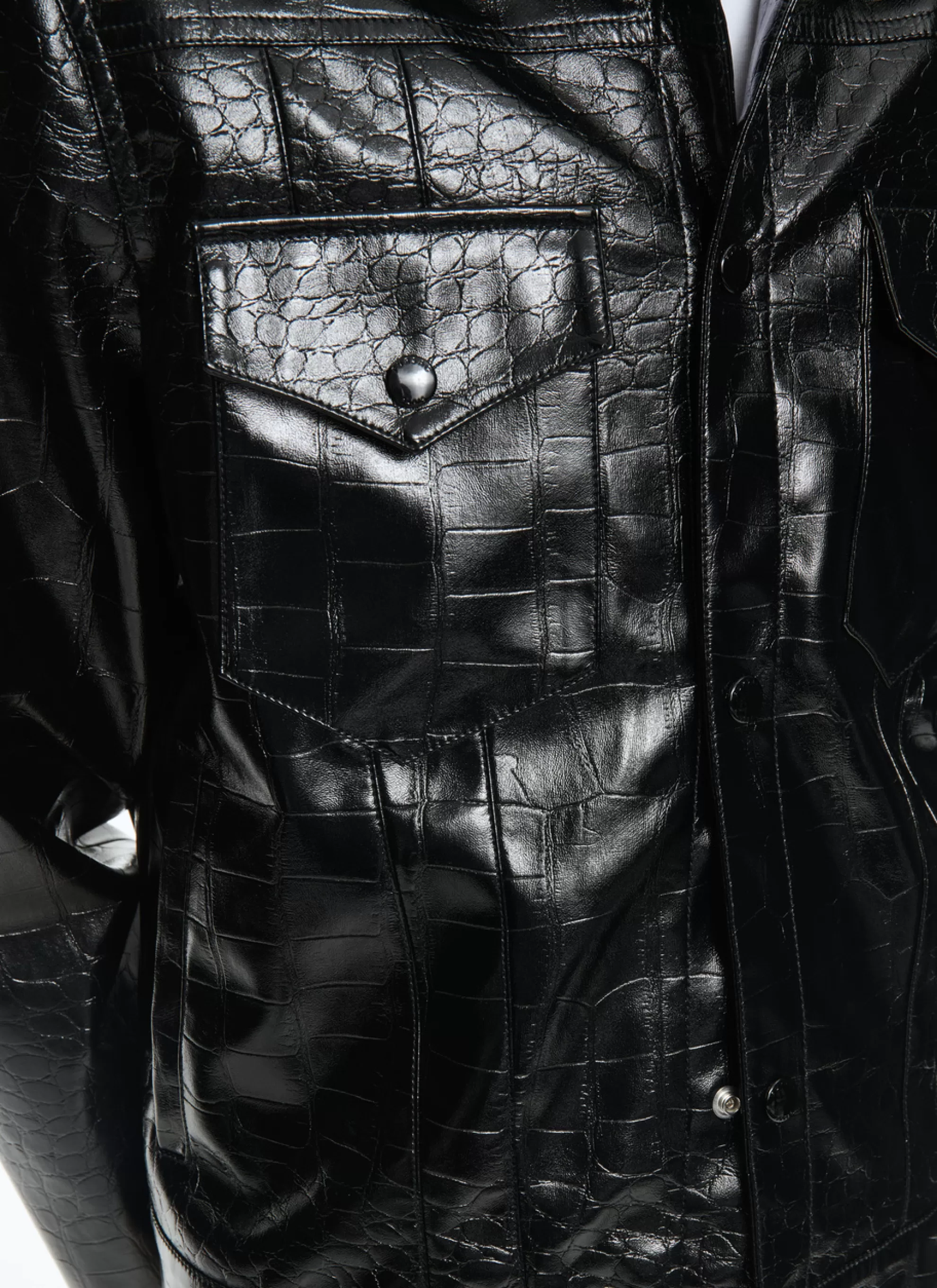 Hot Blouson En Vinyl Embosse Aligator Homme Blousons