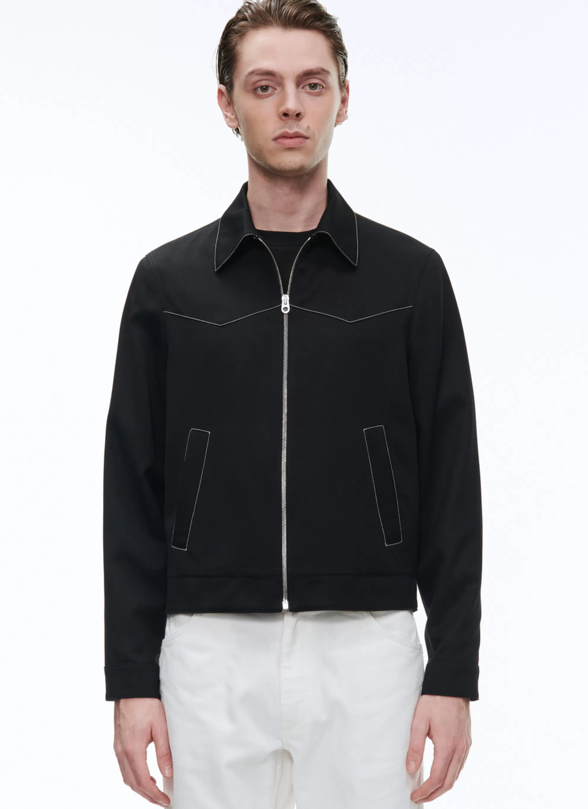 Outlet Blouson Western Noir En Serge De Laine Homme Blousons