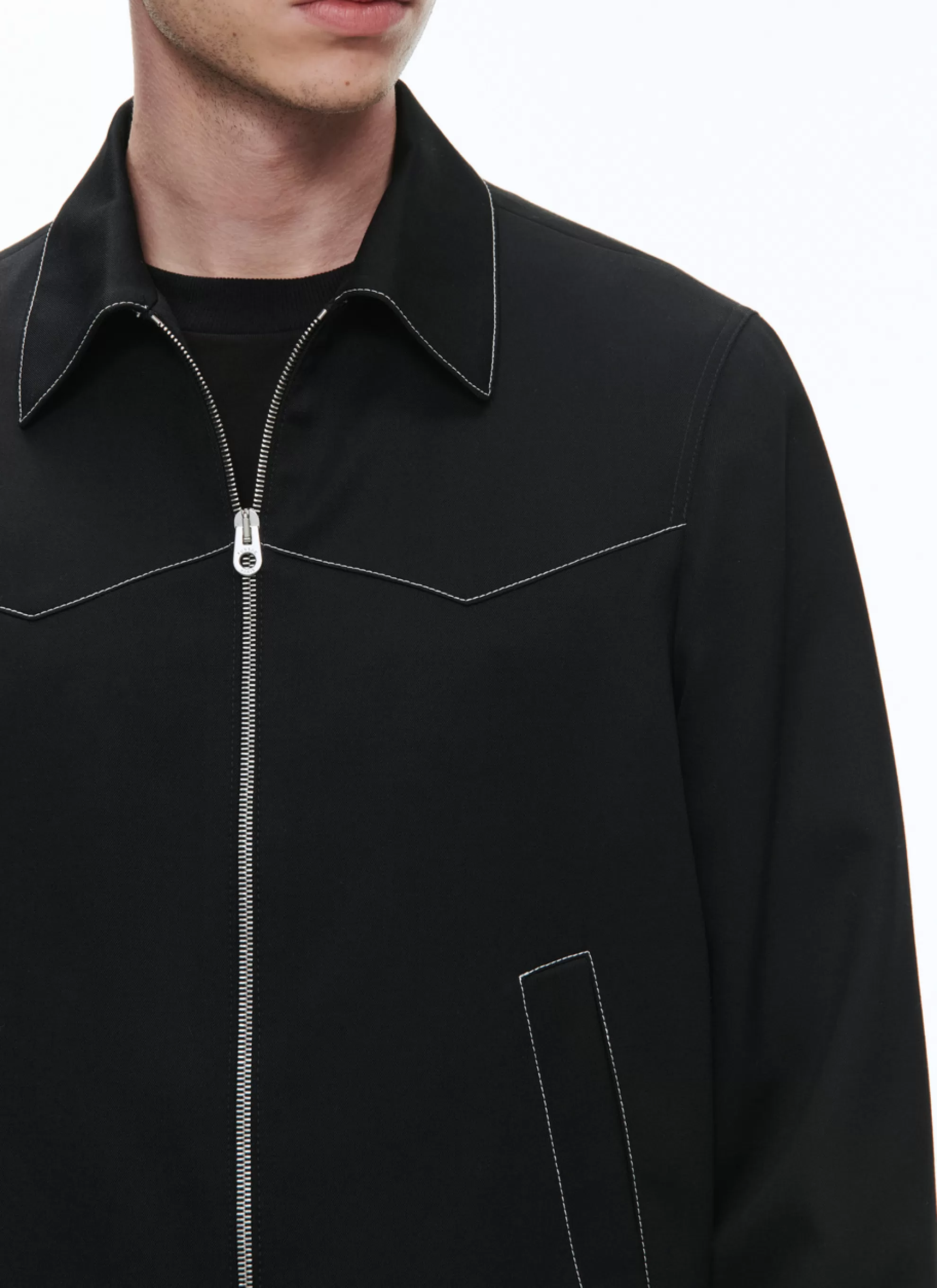 Outlet Blouson Western Noir En Serge De Laine Homme Blousons