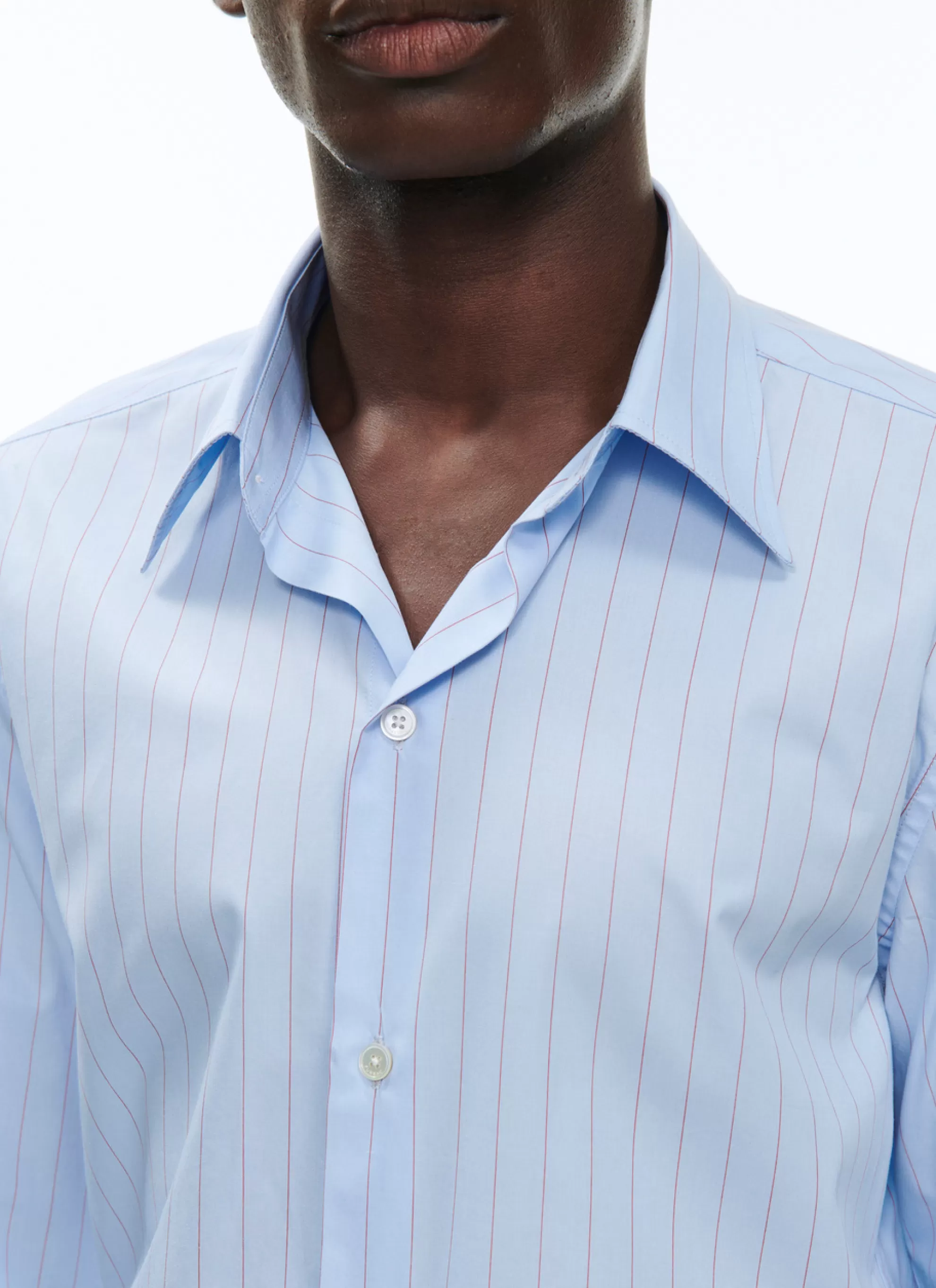 Cheap Chemise Bleu Ciel Rayee En Popeline De Coton Homme Chemises