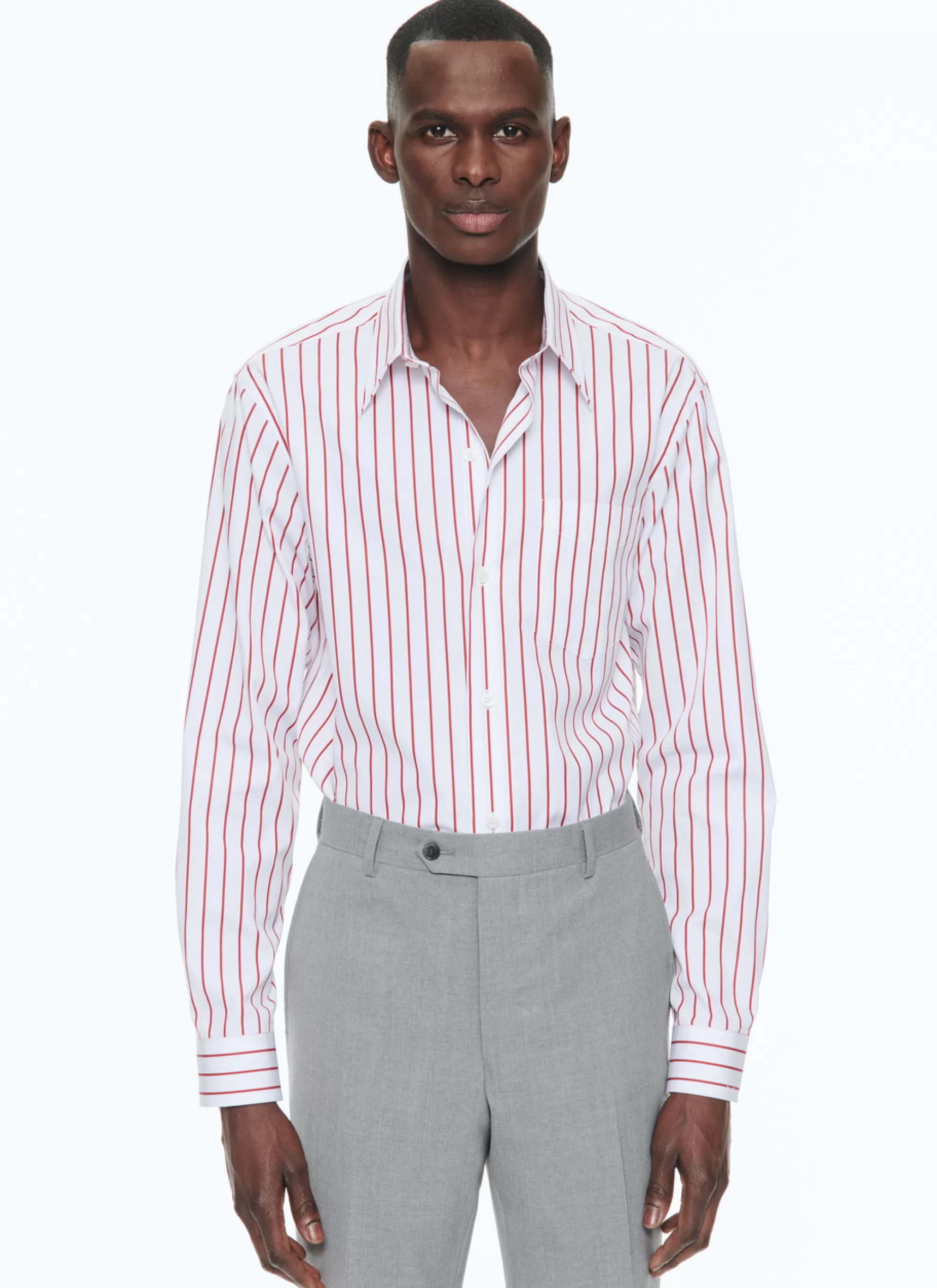 Clearance Chemise En Popeline De Coton A Rayures Homme Chemises