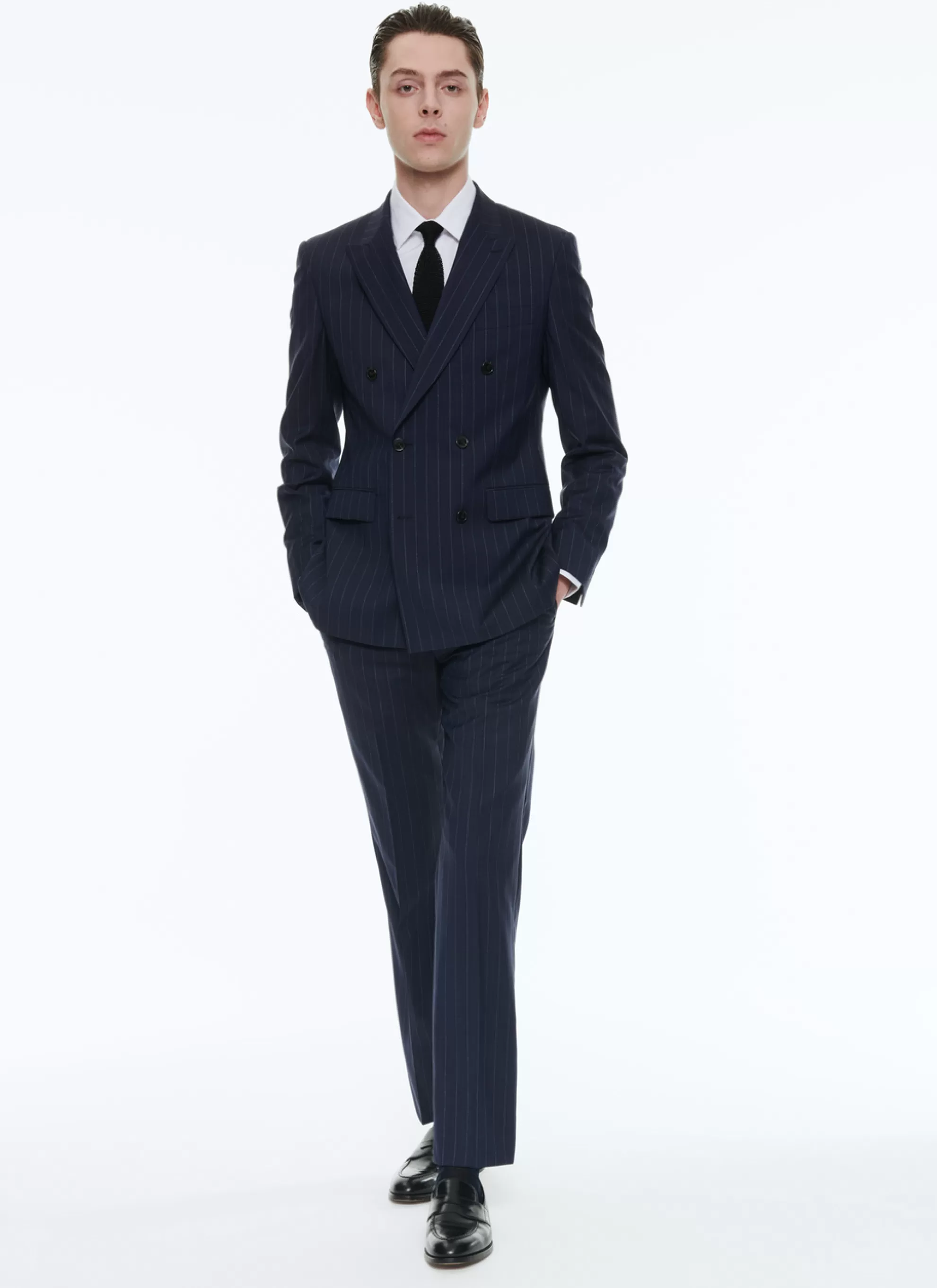 Sale Costume Croise En Toile De Laine A Rayures Homme Costumes
