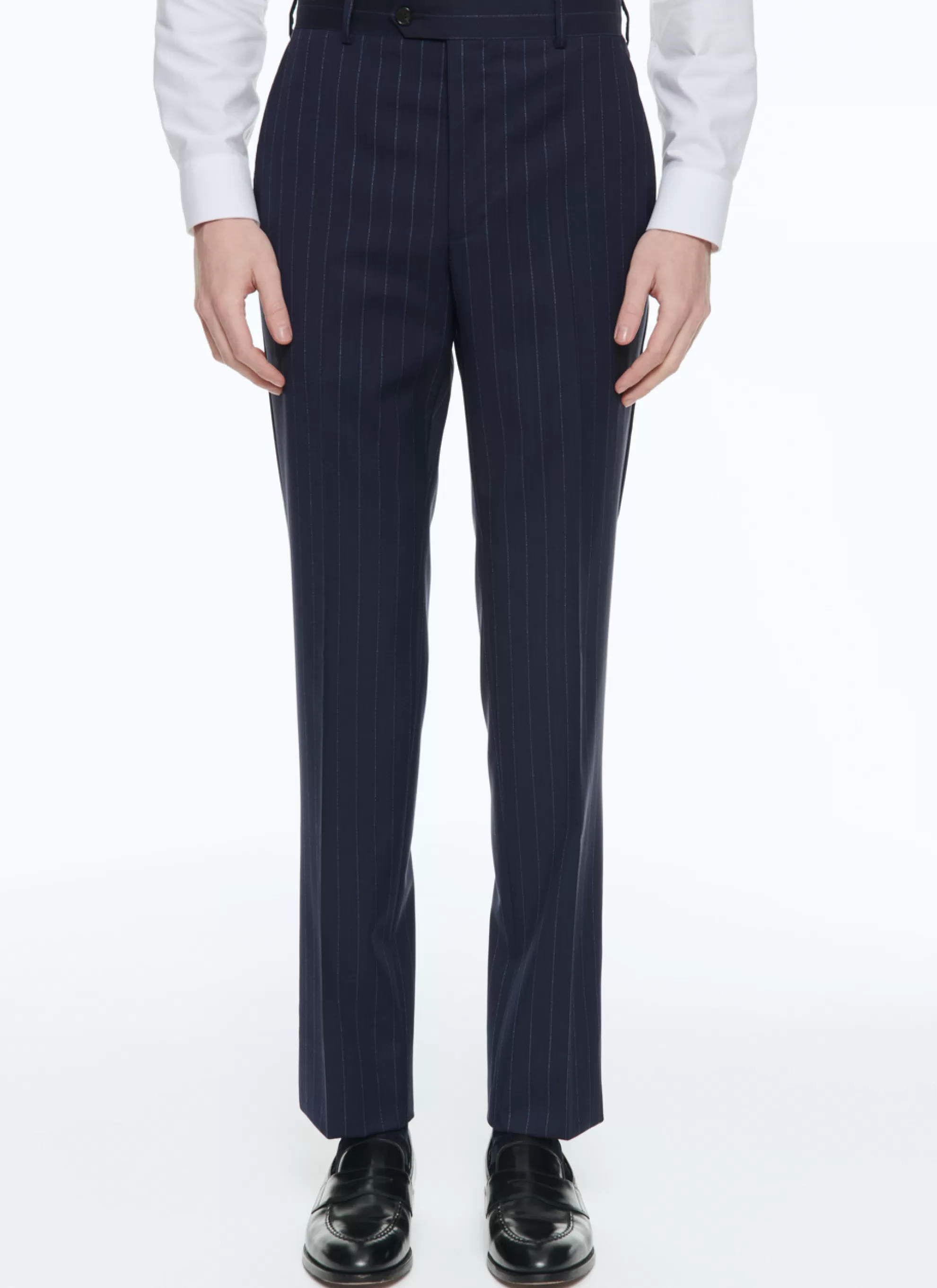 Sale Costume Croise En Toile De Laine A Rayures Homme Costumes