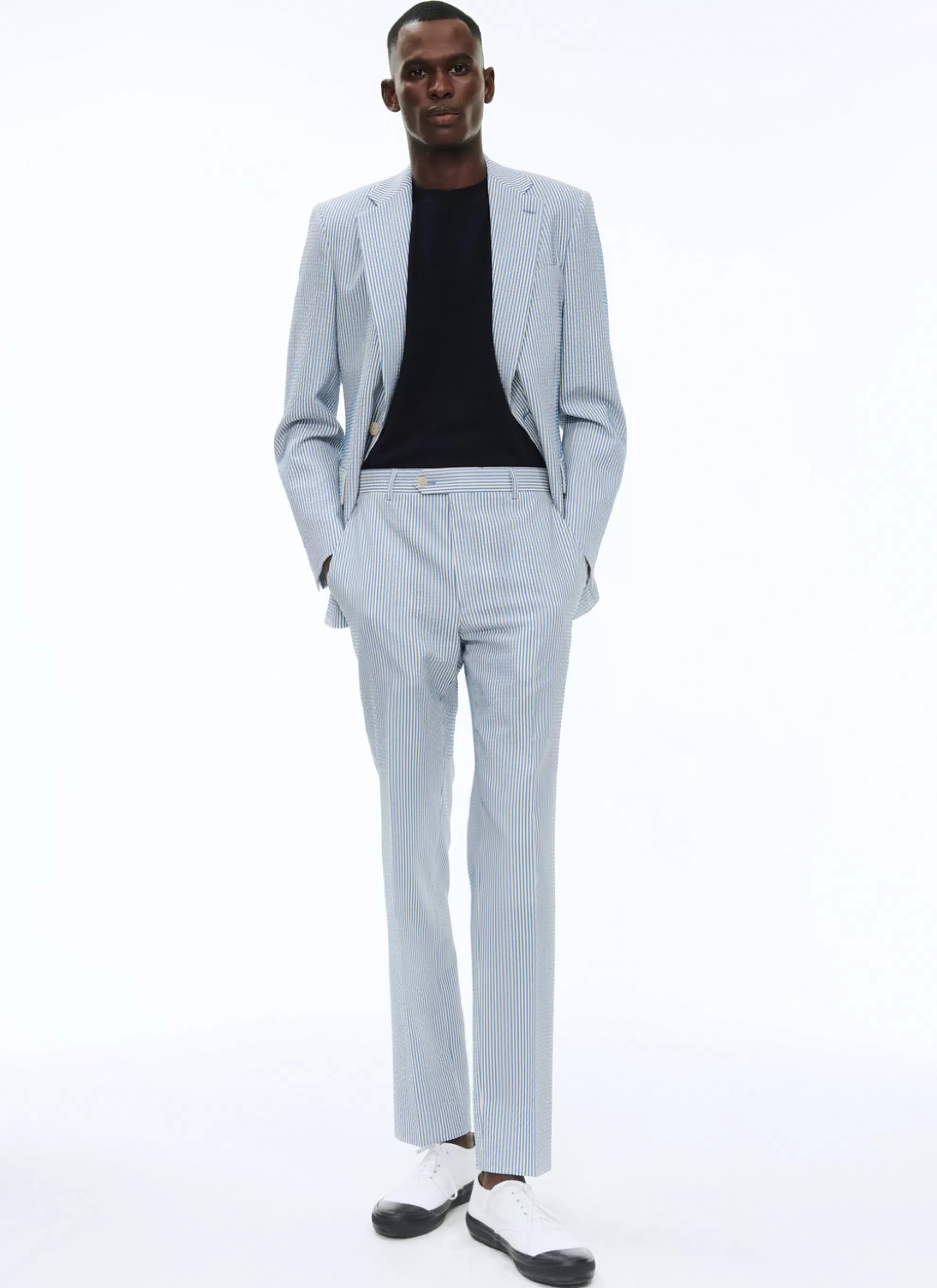 Flash Sale Costume En Seersucker De Laine A Rayures Homme Costumes