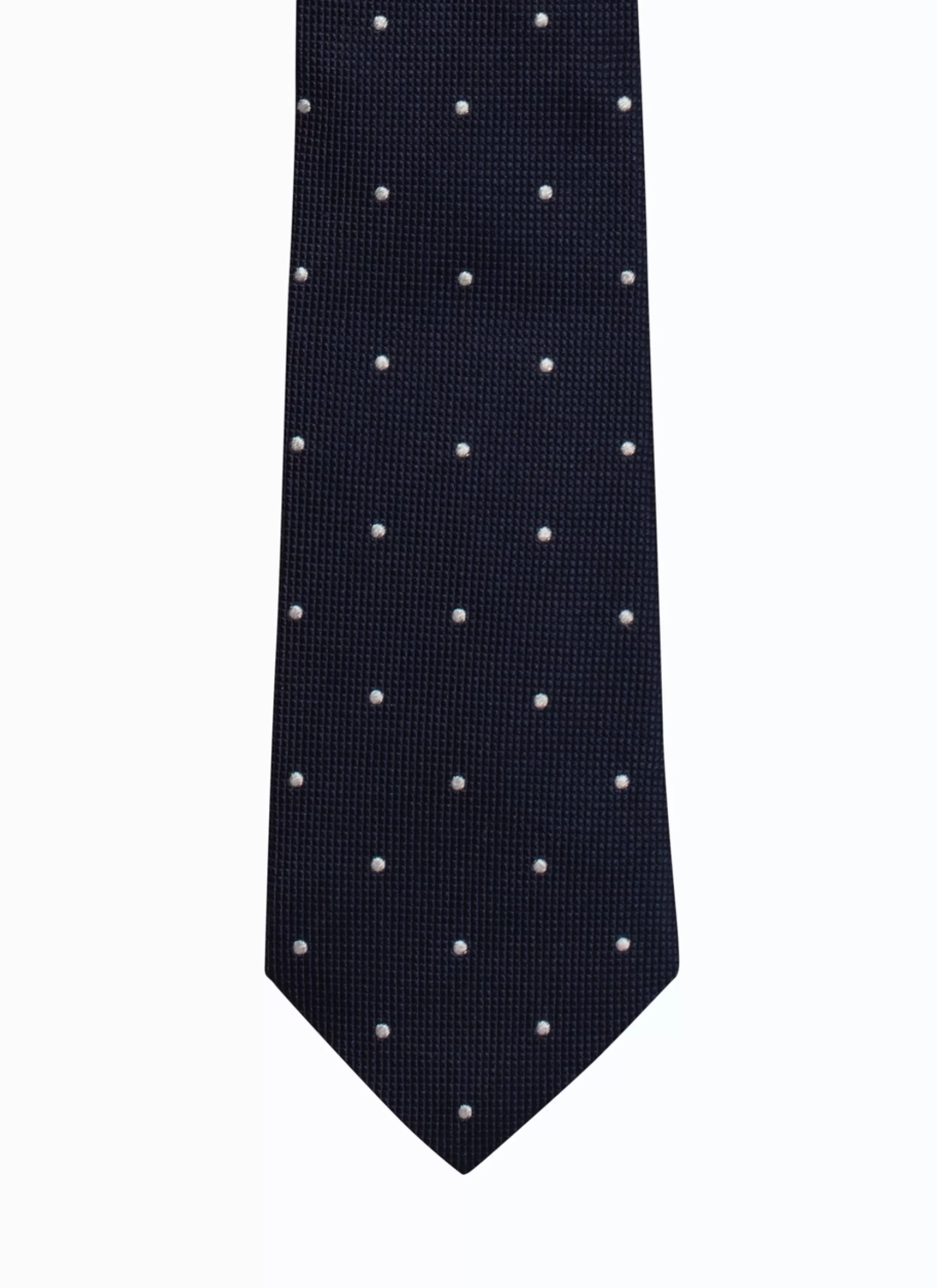 Hot Cravate En Soie Bleu Marine A Pois Homme Cravates