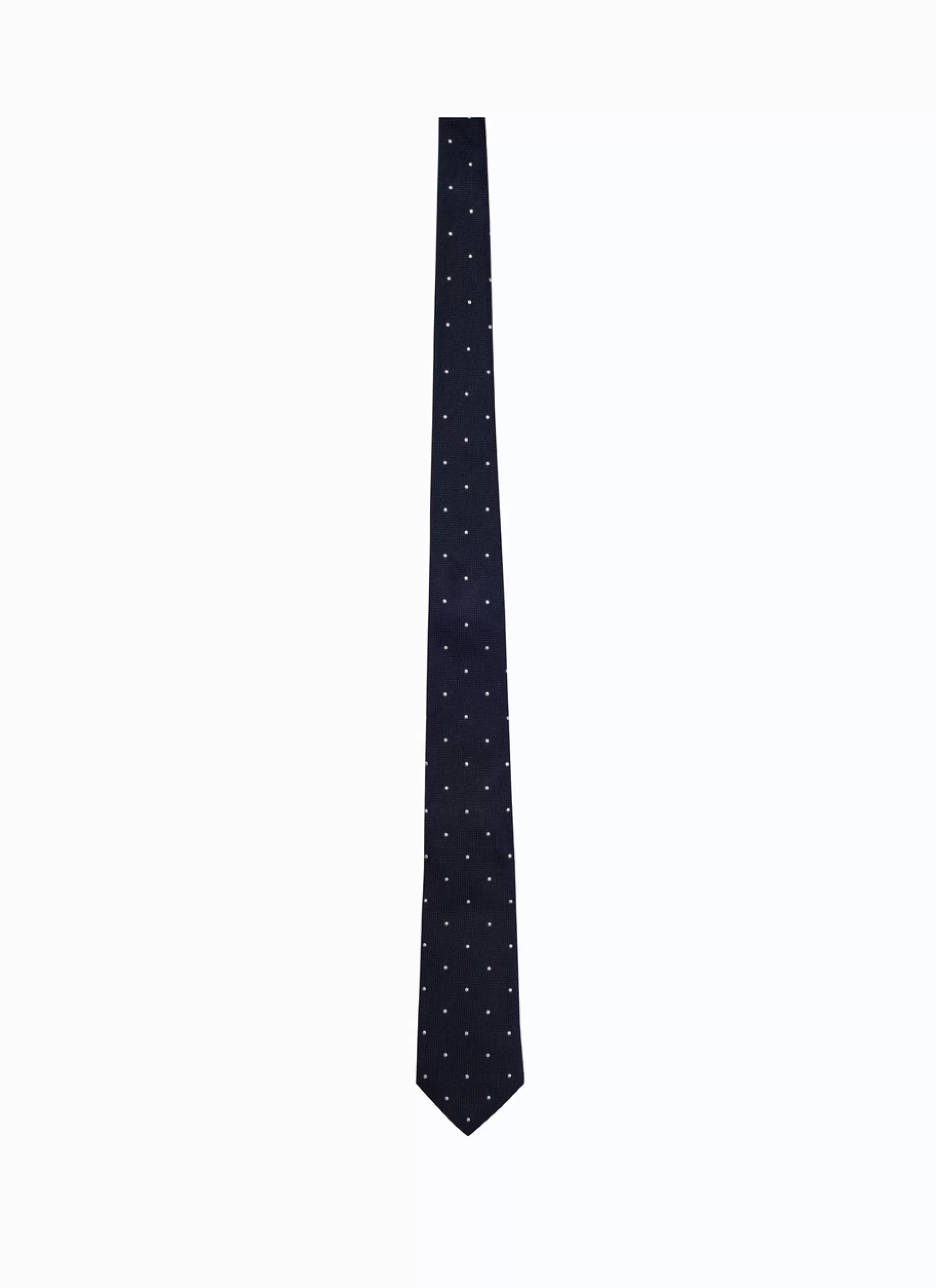Hot Cravate En Soie Bleu Marine A Pois Homme Cravates
