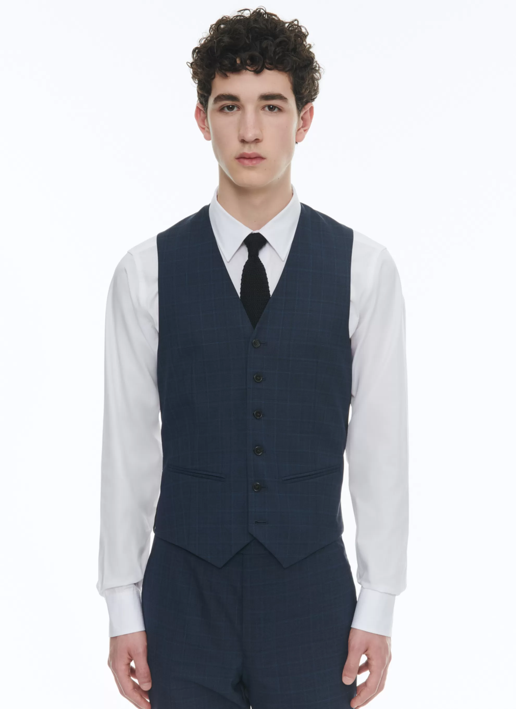 Flash Sale Gilet En Toile De Laine Prince De Galles Homme Costumes