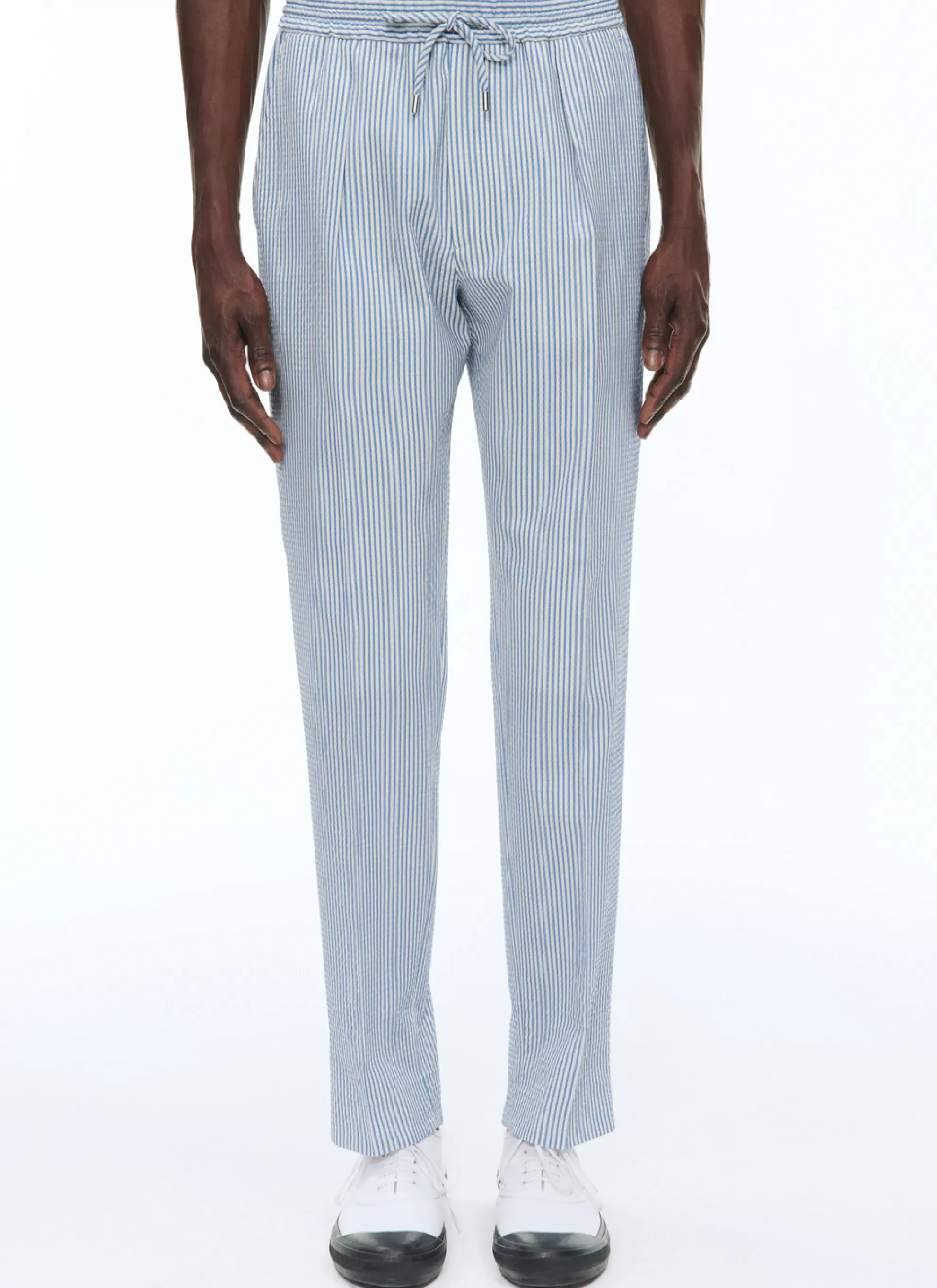 Store Pantalon Elastique En Seersucker De Laine Homme Pantalons