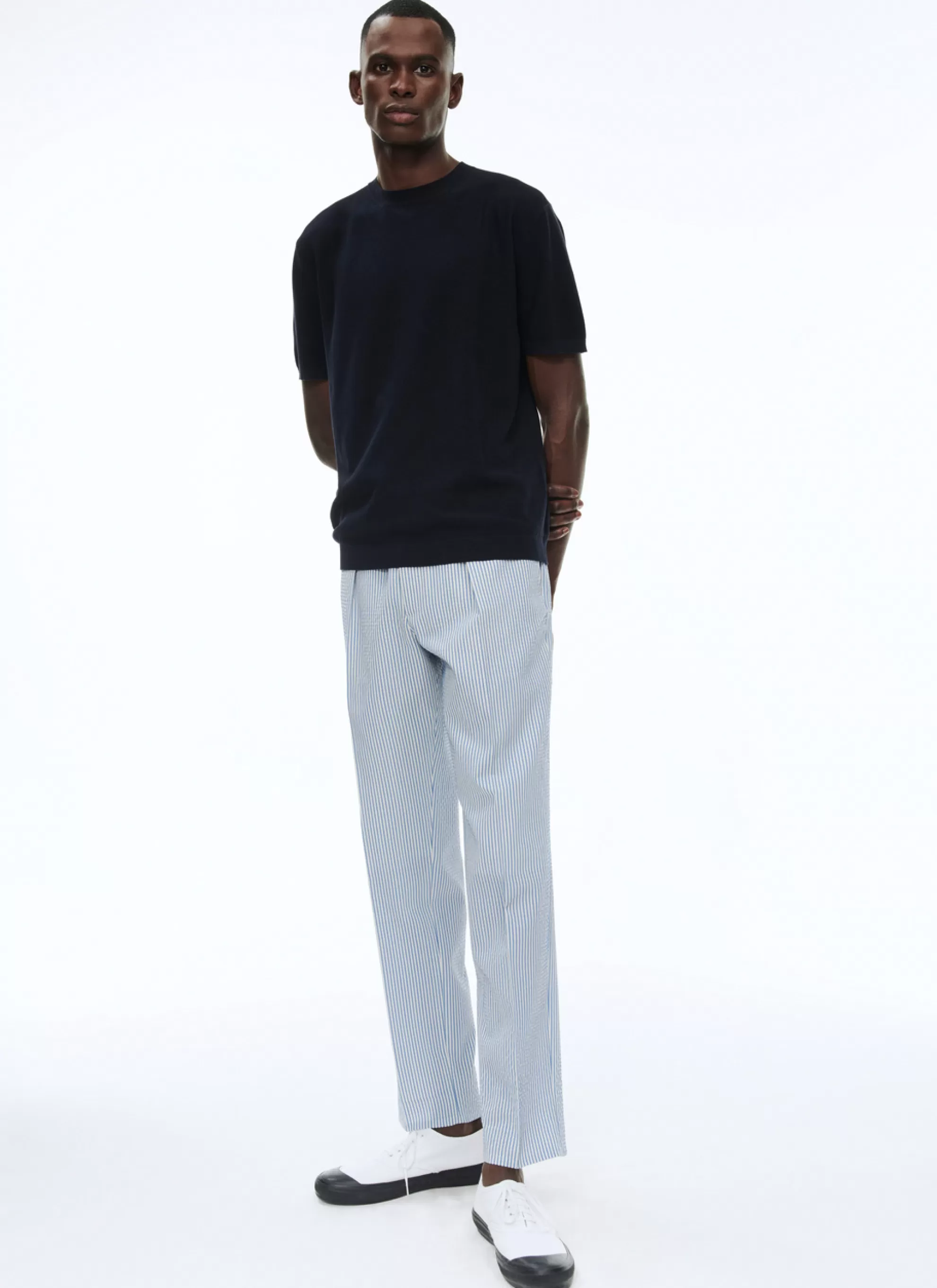 Store Pantalon Elastique En Seersucker De Laine Homme Pantalons