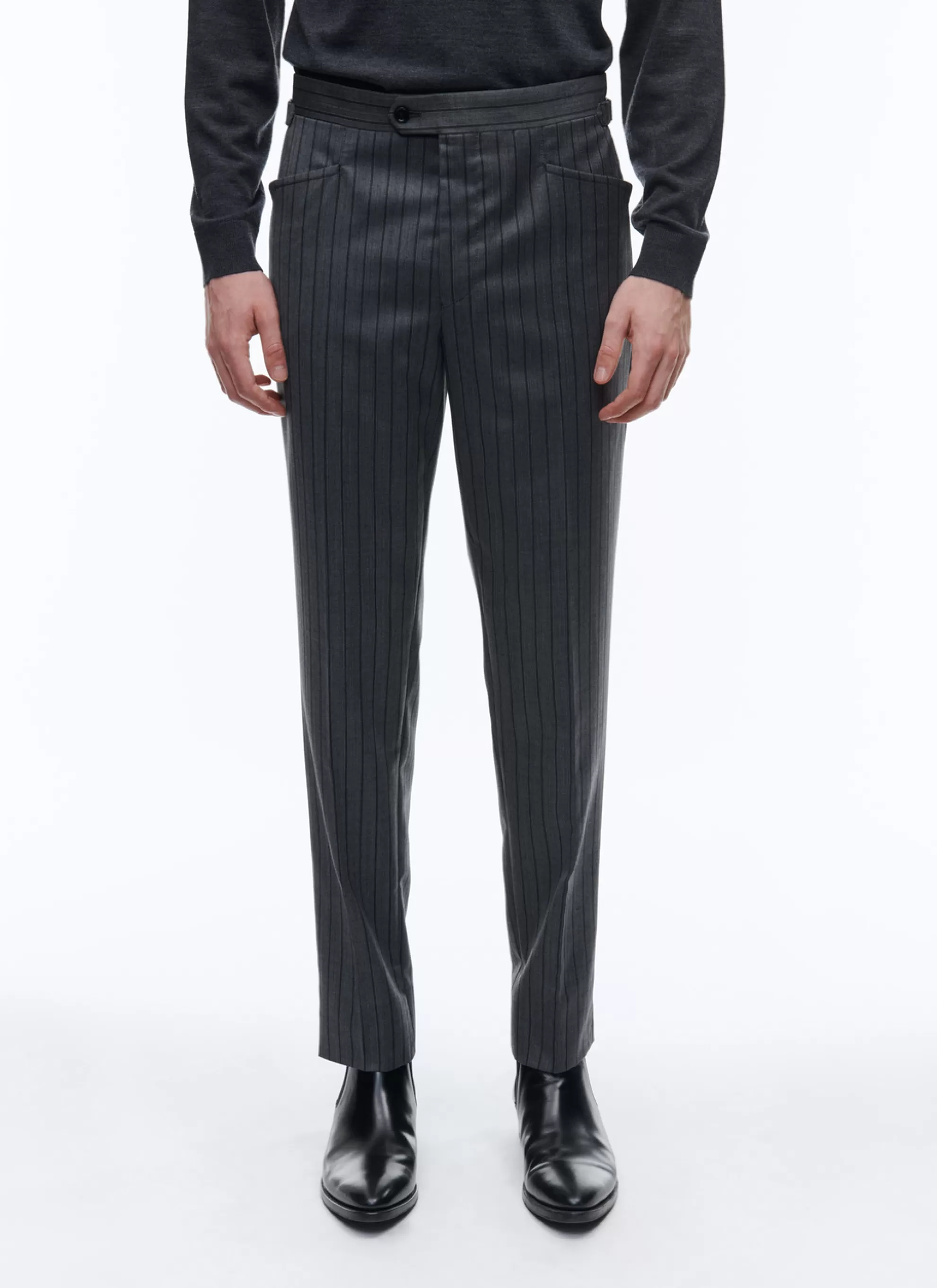Best Pantalon En Serge De Laine A Rayures Homme Pantalons