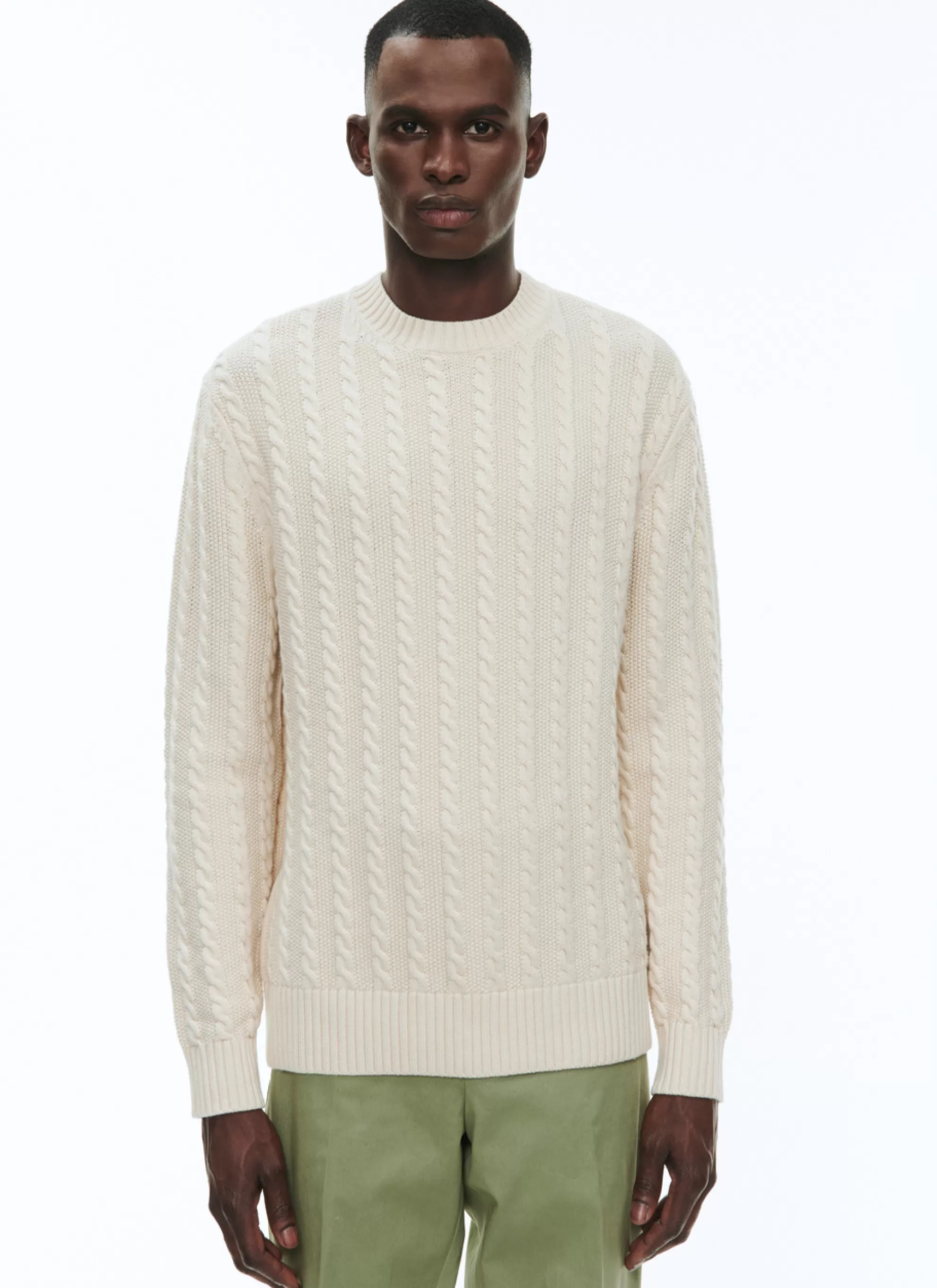 Cheap Pull A Torsades En Laine Et Coton Homme Pulls