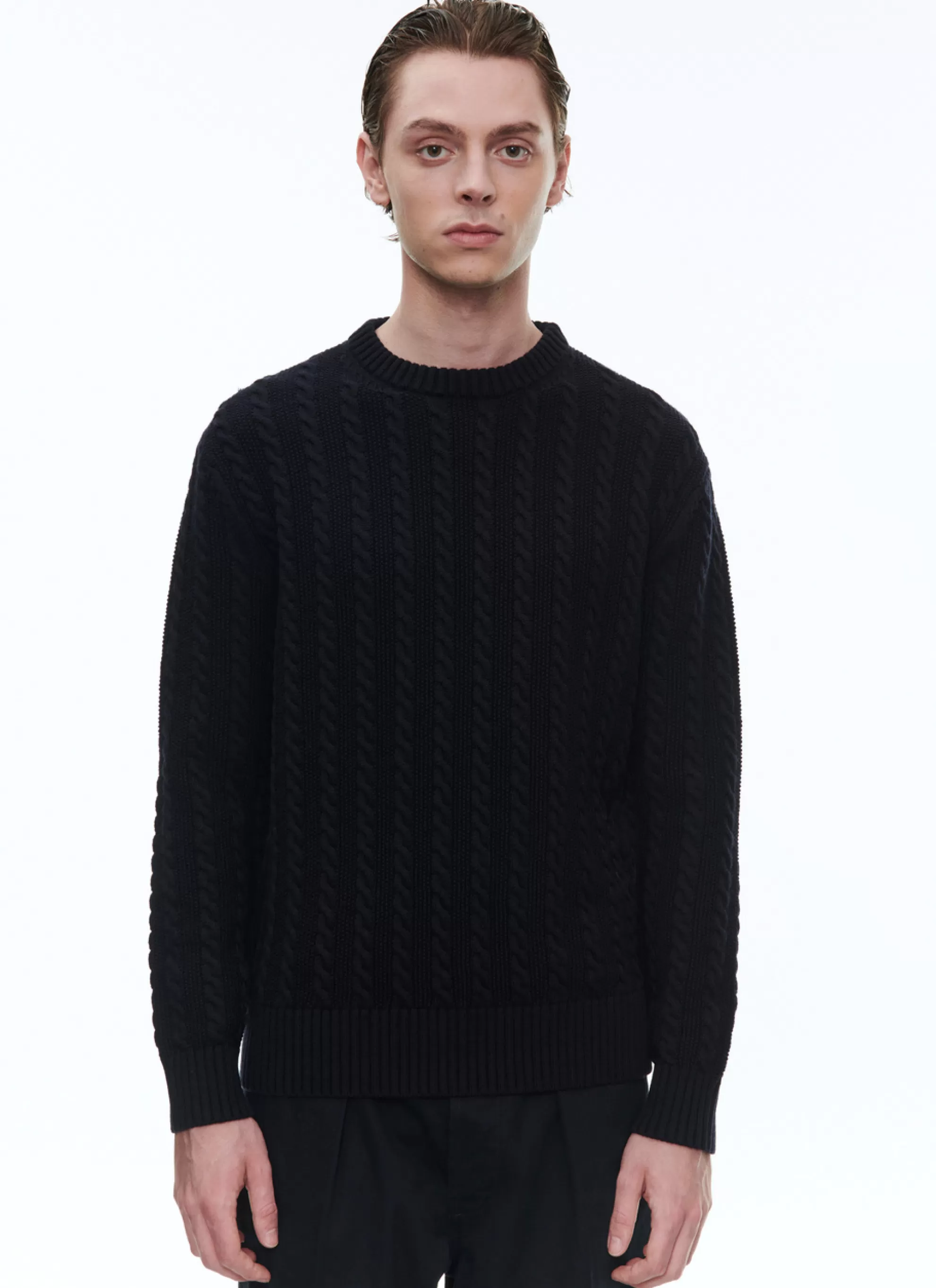 Online Pull A Torsades En Laine Et Coton Homme Pulls