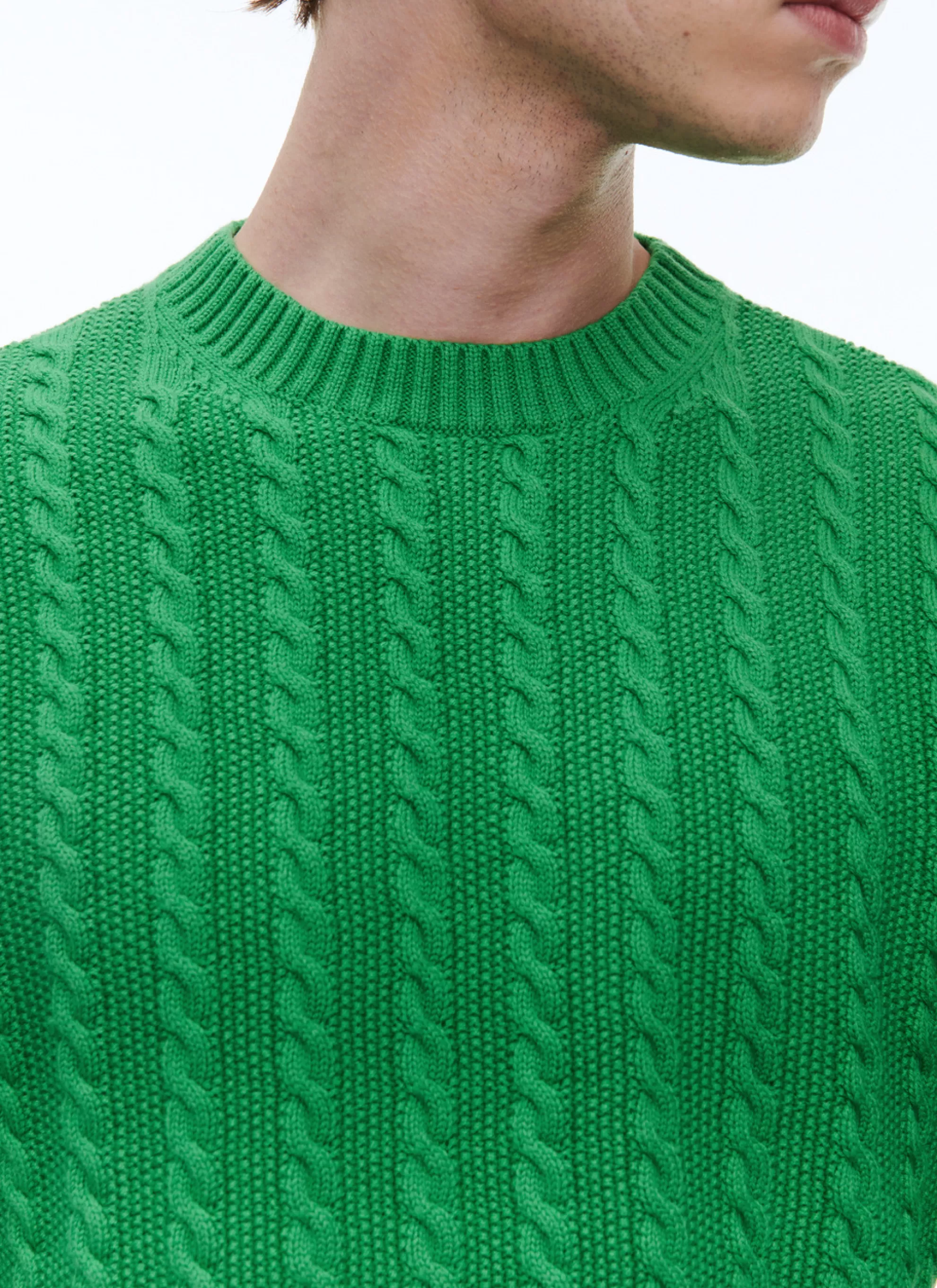 Online Pull A Torsades En Laine Et Coton Homme Pulls