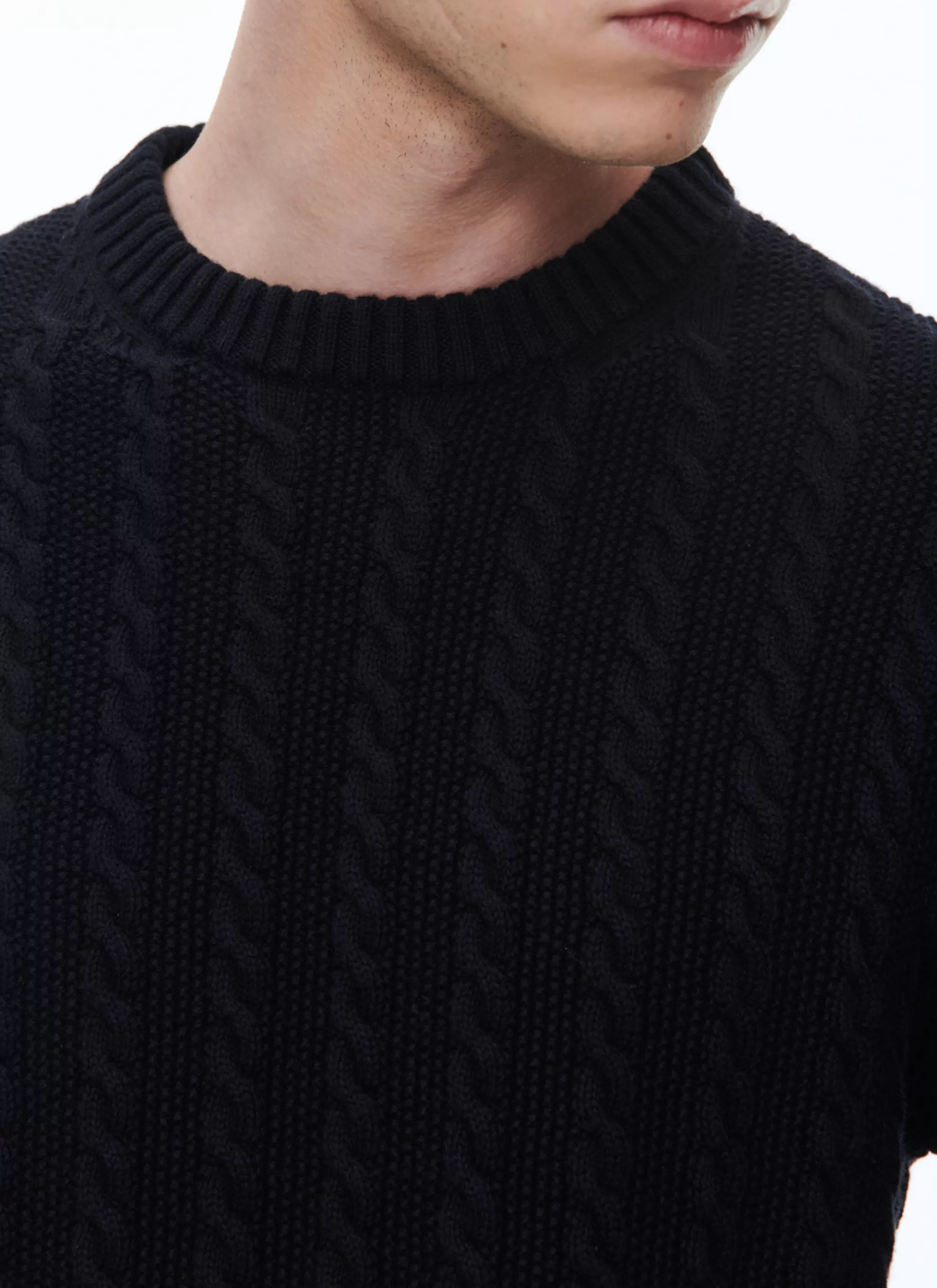 Online Pull A Torsades En Laine Et Coton Homme Pulls