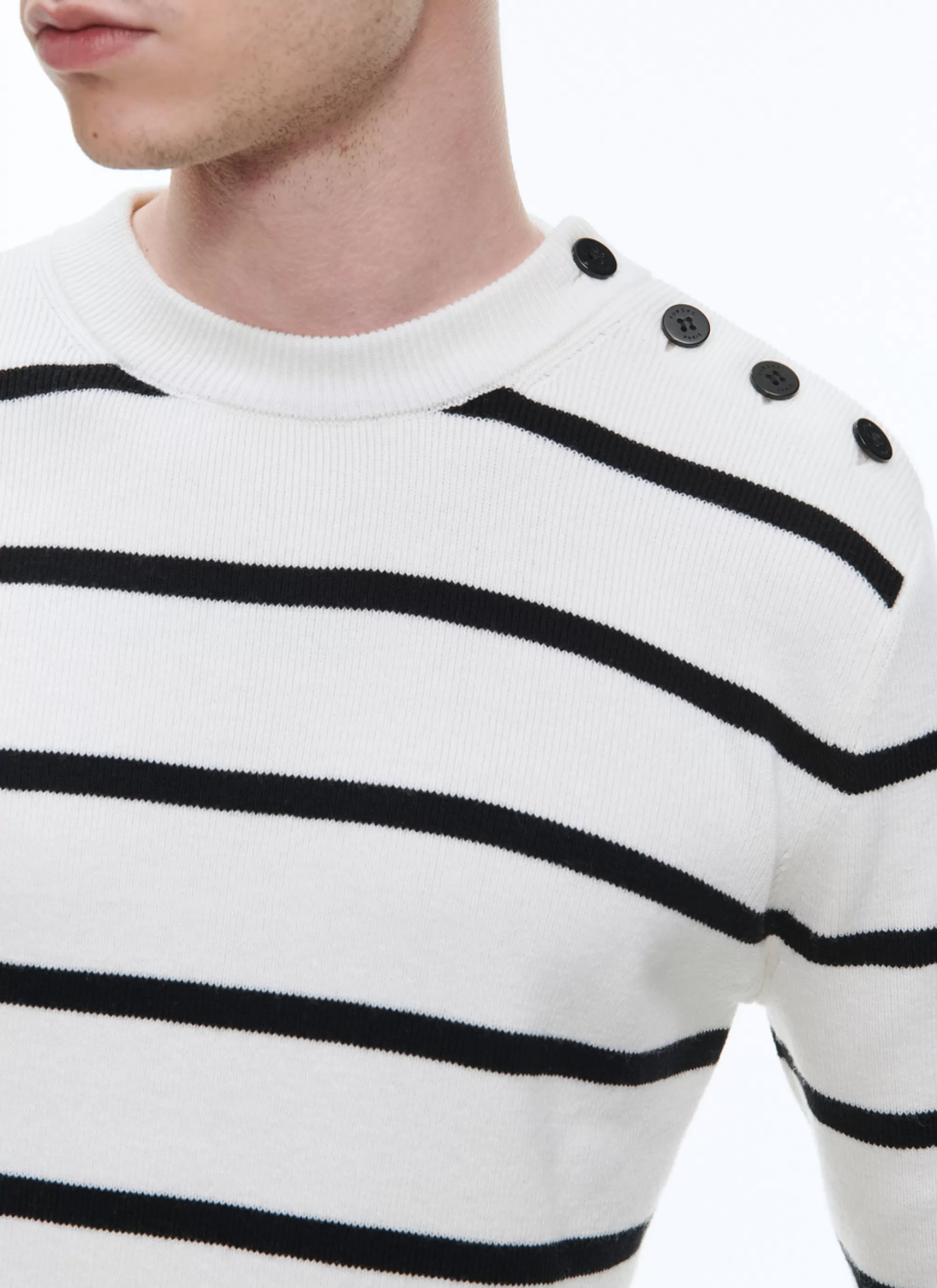 Clearance Pull Marin A Rayures En Laine Et Coton Homme Pulls