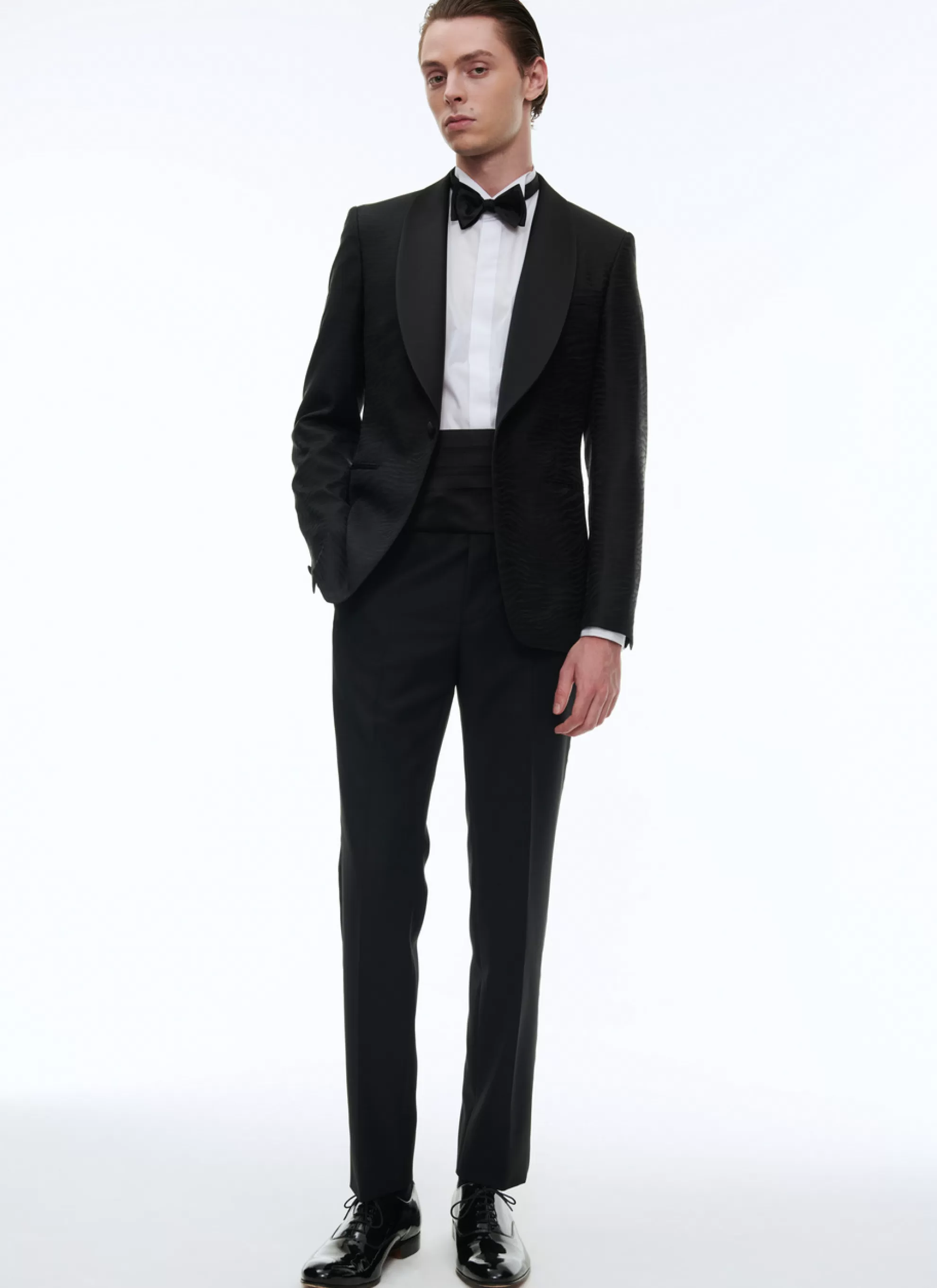 Flash Sale Smoking Noir Tigre En Serge De Laine Homme Costumes