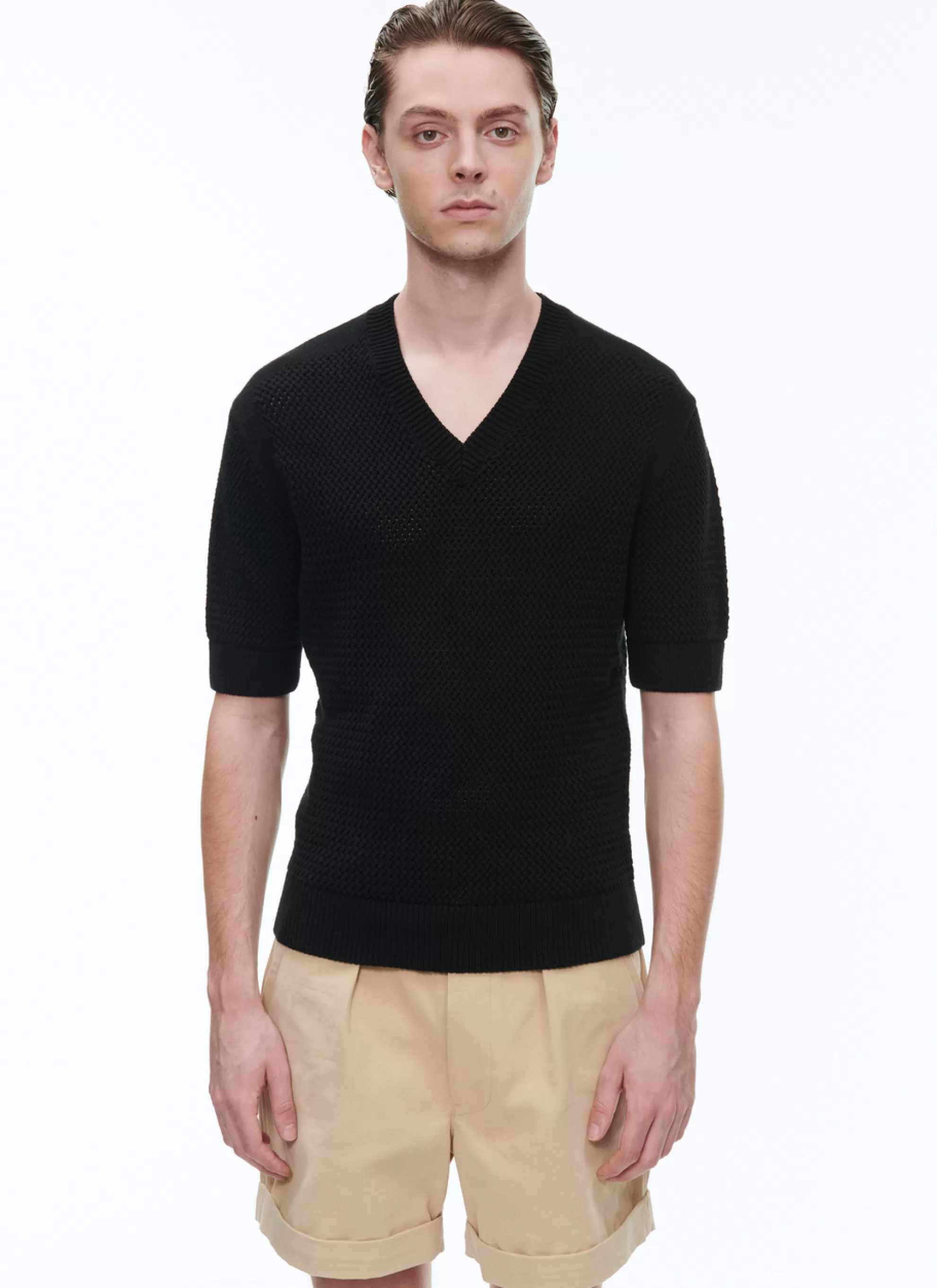 Cheap T-Shirt Ajoure En Laine Et Coton Homme Polos & T-Shirts