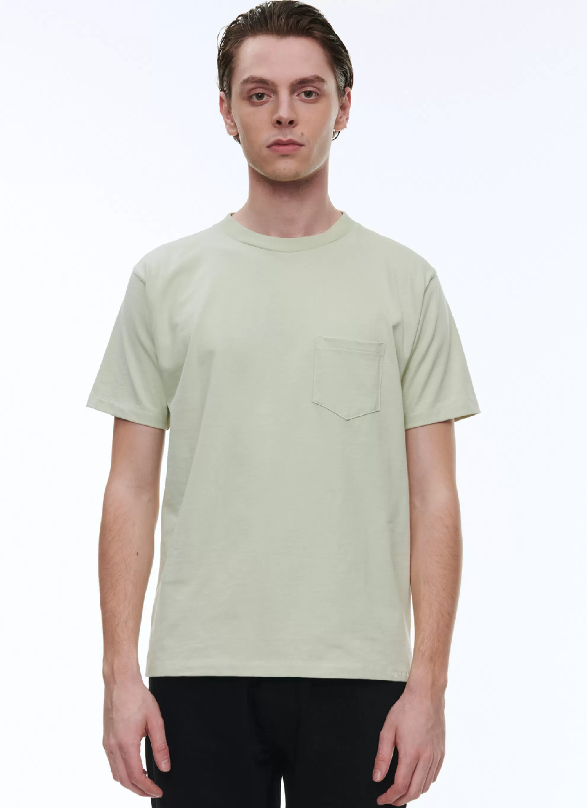 Cheap T-Shirt En Jersey De Coton Biologique Brode Homme Polos & T-Shirts