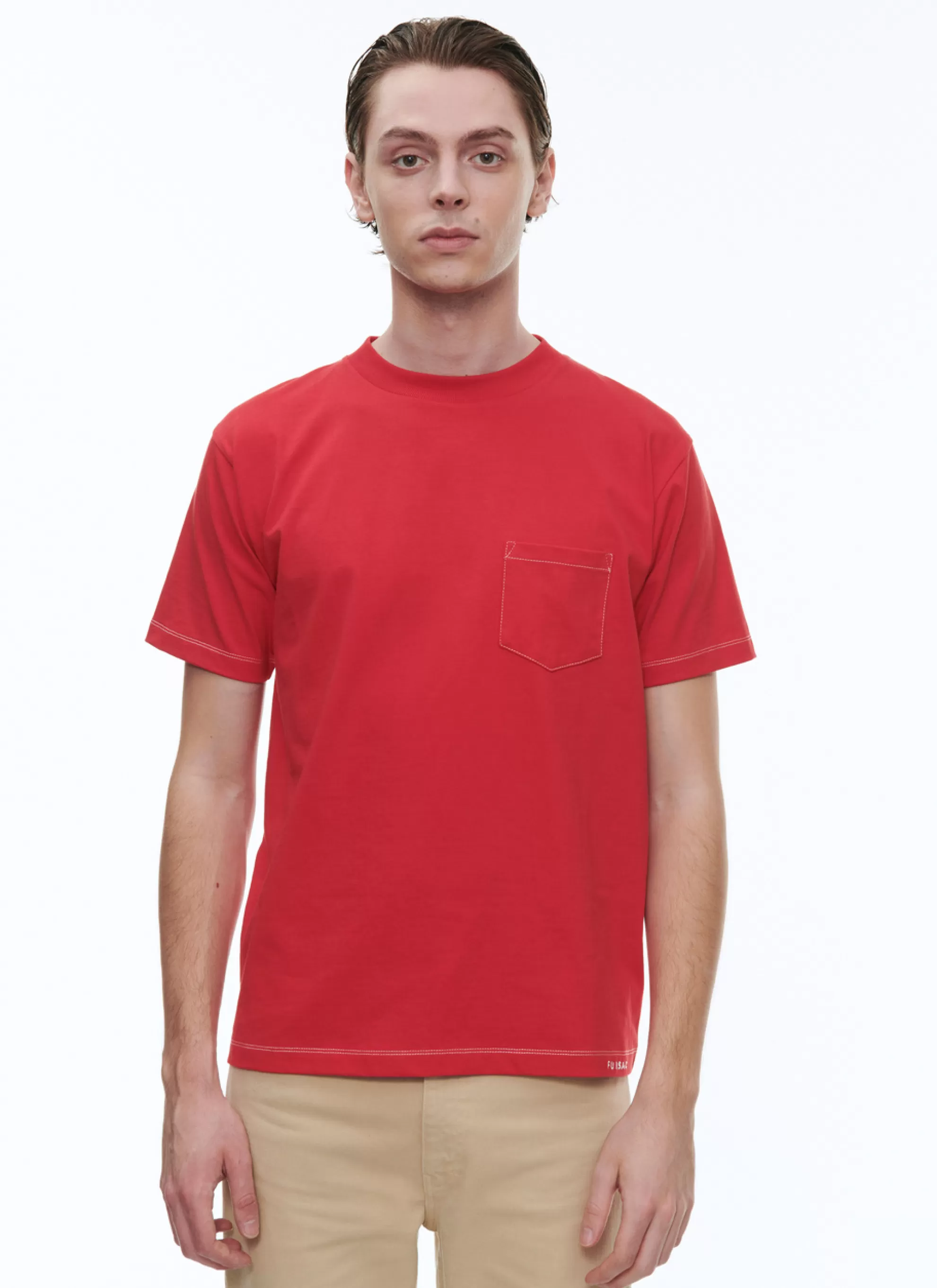 Shop T-Shirt En Jersey De Coton Biologique Brode Homme Polos & T-Shirts
