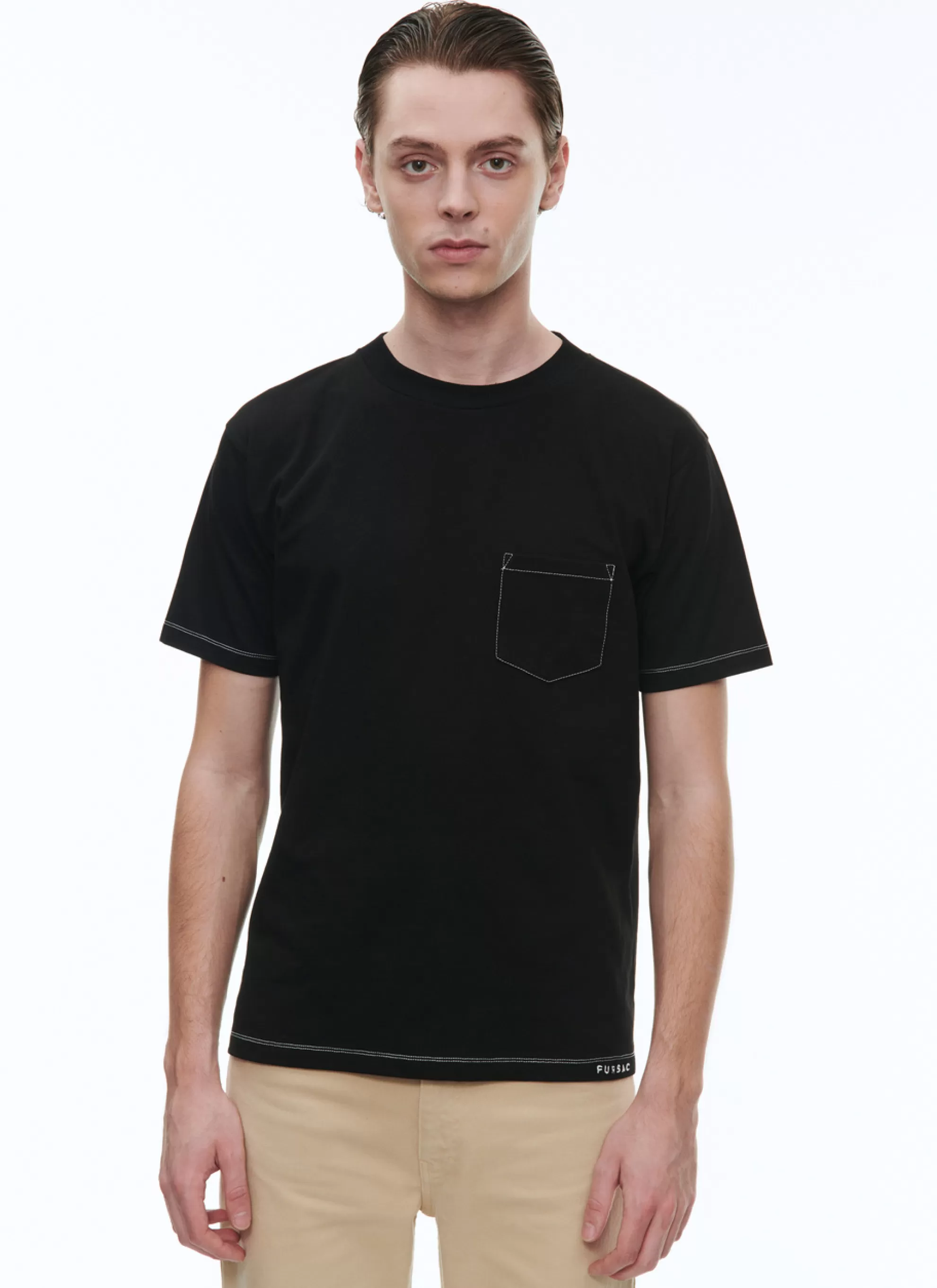 Cheap T-Shirt En Jersey De Coton Biologique Brode Homme Polos & T-Shirts